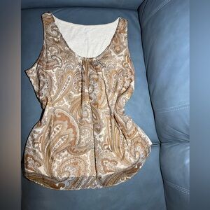 New York & Company Paisley Tank Top - Brown and Cream